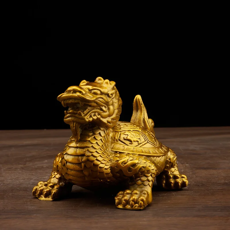 Ornament, Pure Copper Eight-Trigram Dragon , Four Divine Beasts Turtle, Decoration for Living Room, E
