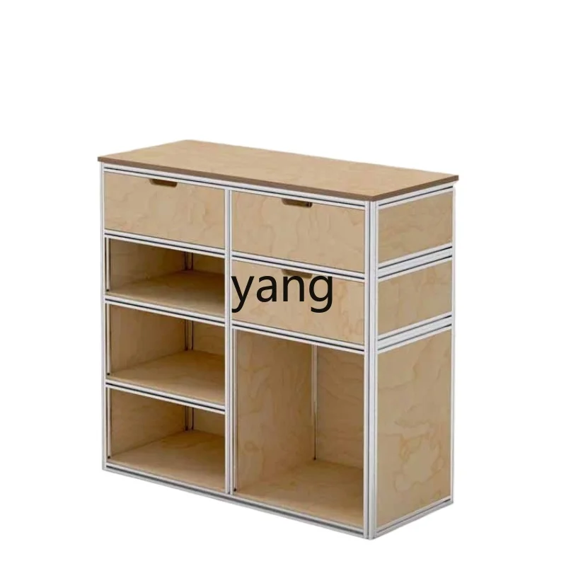 

ZJJ aluminum profile file cabinet coffee shop storage birch ocean board wabi sandy wind living room storage side cabinet