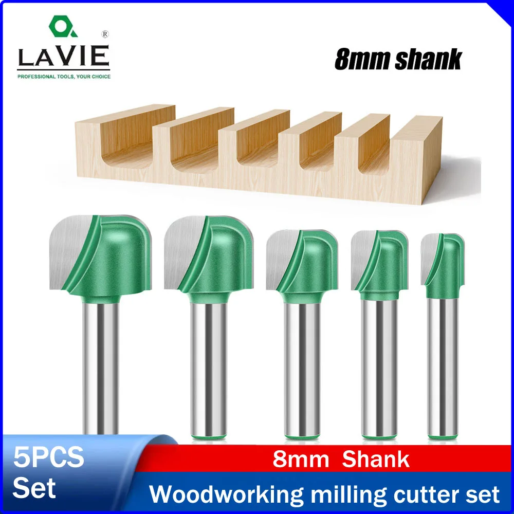 

LAVIE 8mm Shank Double Arc Round Bottom Router Bit,Grooving Notch Cutter,Woodworking Bottom Scraper,Bowl Carving Bit,Round Botto