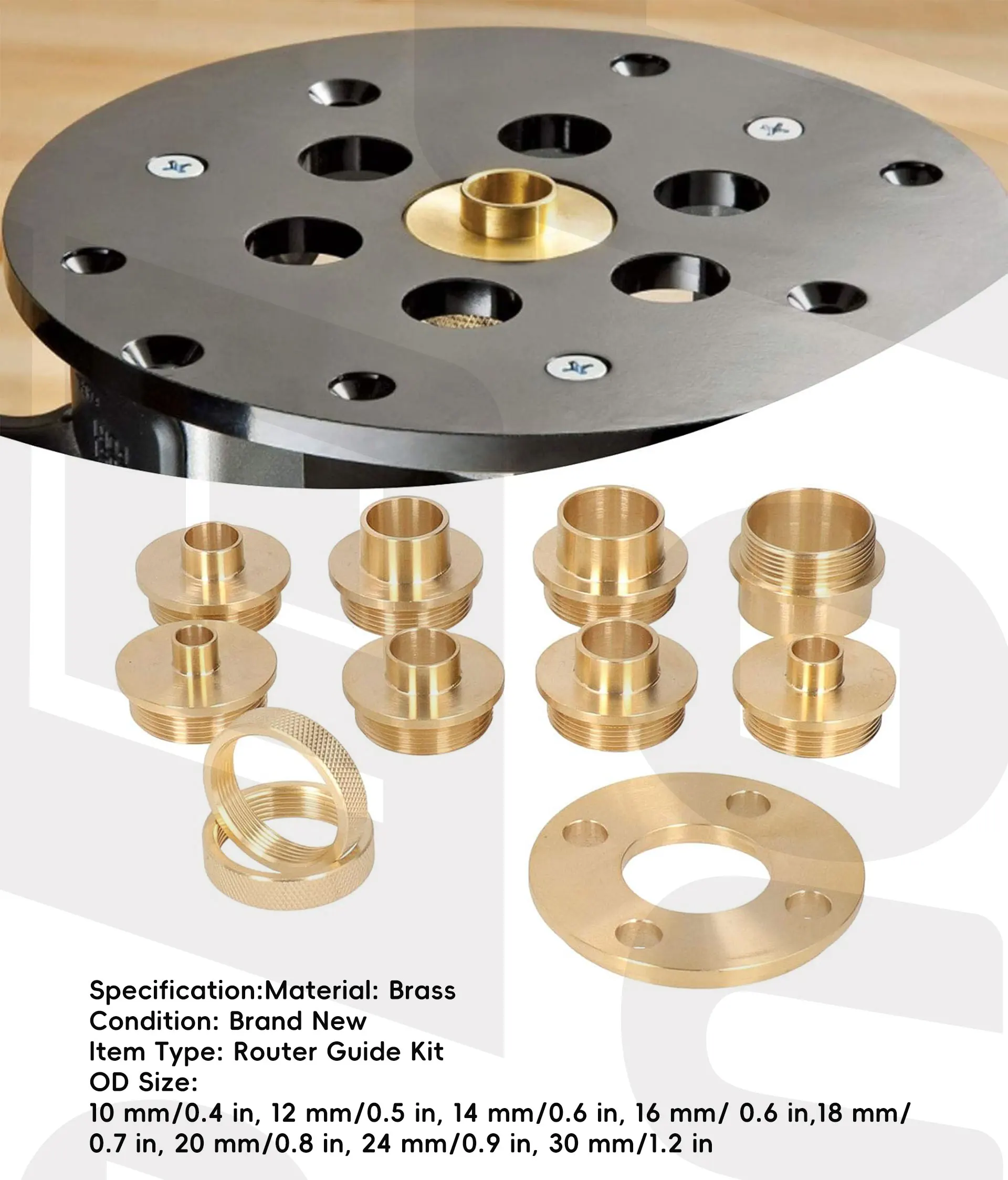 مجموعة جلبة توجيه طحن الخشب الكهربائية من النحاس النقي متنوعة من دليل القوالب قفل السكك الحديدية ملحقات أدوات الطاقة بعمود الجوز