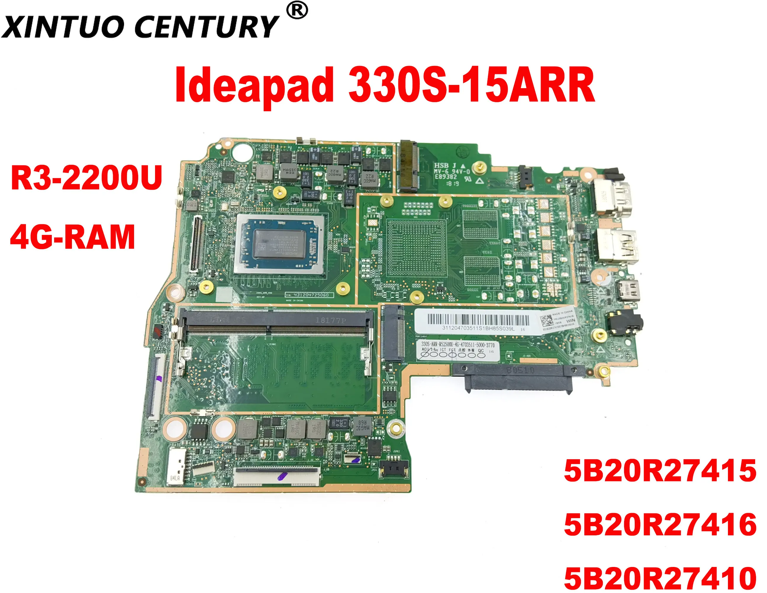 

5B20R27415 5B20R27416 5B20R27410 для Lenovo Ideapad 330S-15ARR материнская плата для ноутбука со стандартным процессором 4G-RAM DDR3 100% протестирована