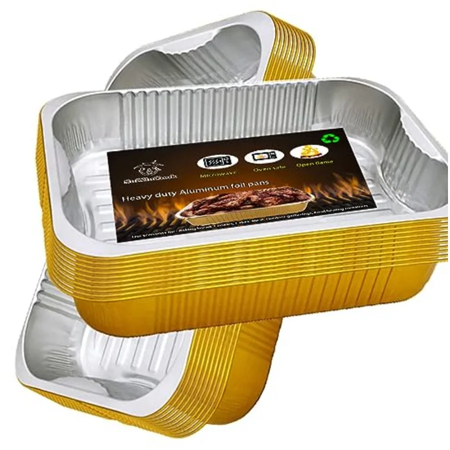 

20pack 13 "x9 aluminum foil baking pan 3500ml traysteaming table tray gold thickened disposable pot for cooking and heating