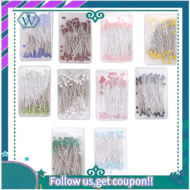 

A09P 1000 Pieces Sewing Pins 38Mm Glass Ball Head Pins For Dressmaking Jewelry Components Flower Decoration With Transparent Cas