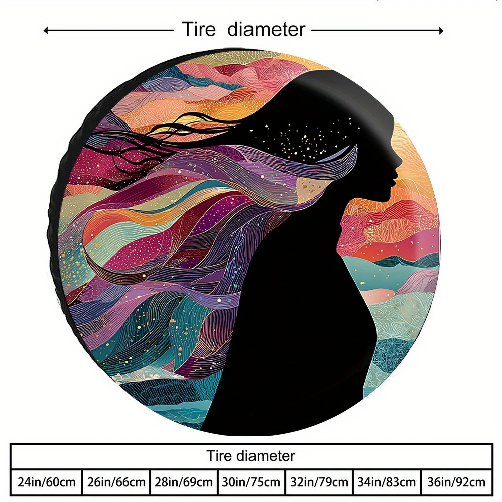 Compatible For: Multicolor Gradient Tire Cover With Hair Pattern - Fit Wheel Suitable For Cars, For Vintage Vehicles, Stylish Ca