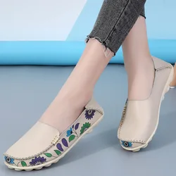 New 2025 Women Loafers Patches Stitching Flat Shoes Woman Summer Flats Soft Candy Colors Genuine Leather Moccasins Loafers Shoes
