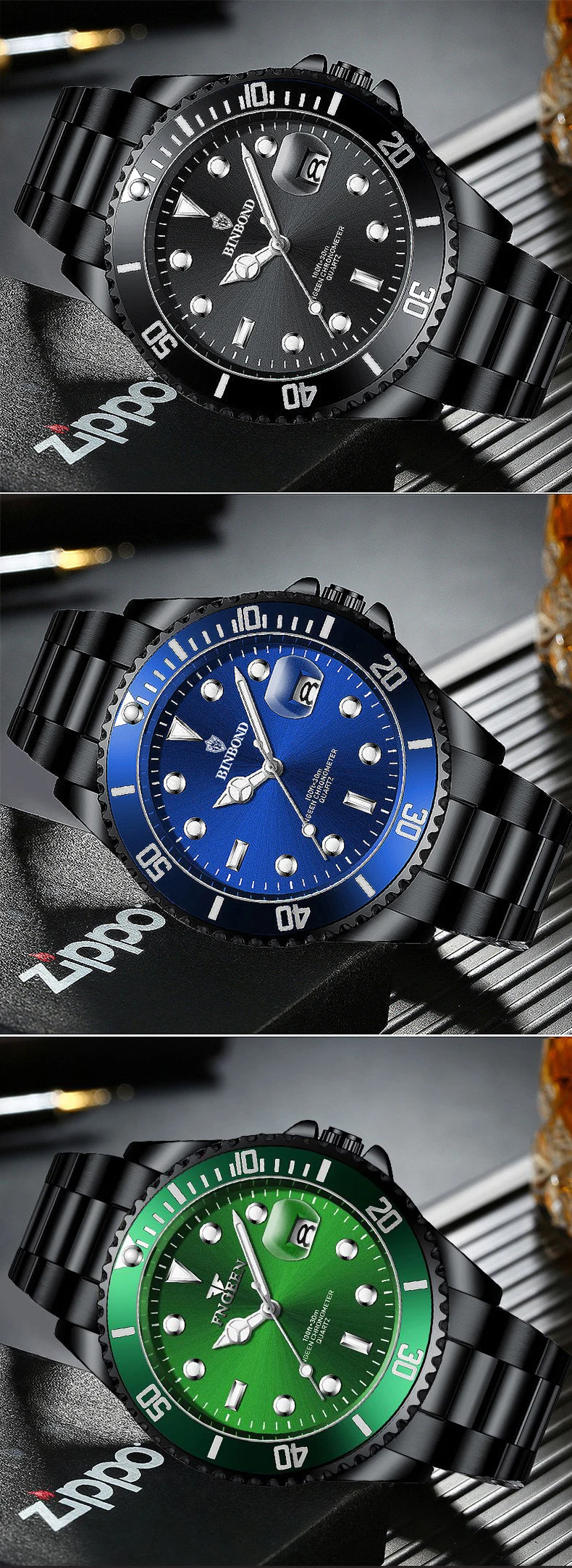 BINBOND Quartz Watches For Couples And Friends Orginal Design Auto Date Stainless Steel Durable Men's Watch Luxury Reloj
