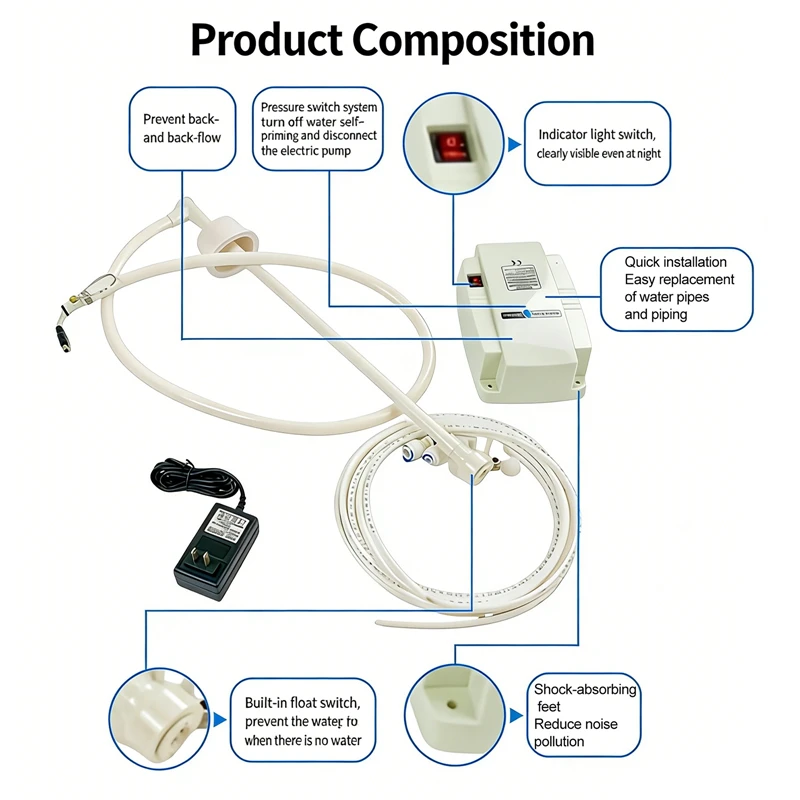 Automatic Bottled Water Pump 3.8L/min Flow Under Sink Electric Drinking Water Dispenser System for Home Self Priming Water Pump