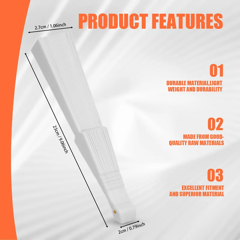 Plastic Fabric Hand Foldable Fan For Ladies Men White-AT35