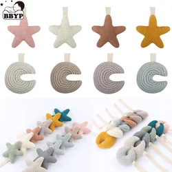 Cartoon Knitting Moon Hand-woven Amigurumi Moon Star for Children Soft Stuffed Appease Sleeping Toy Gift Nipple Holder
