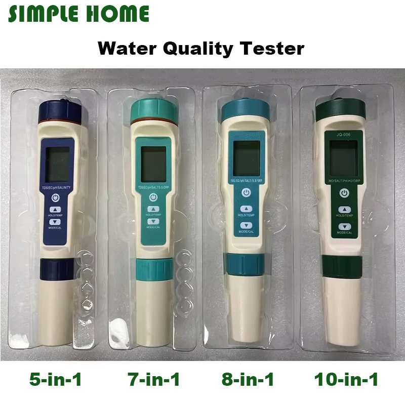 10-in-1/8-in-1/7-in-1/5-in-1 Multi-Functional High Premium Water Quality Tester pH Meter For Drinking Aquarium Or Swimming Pool