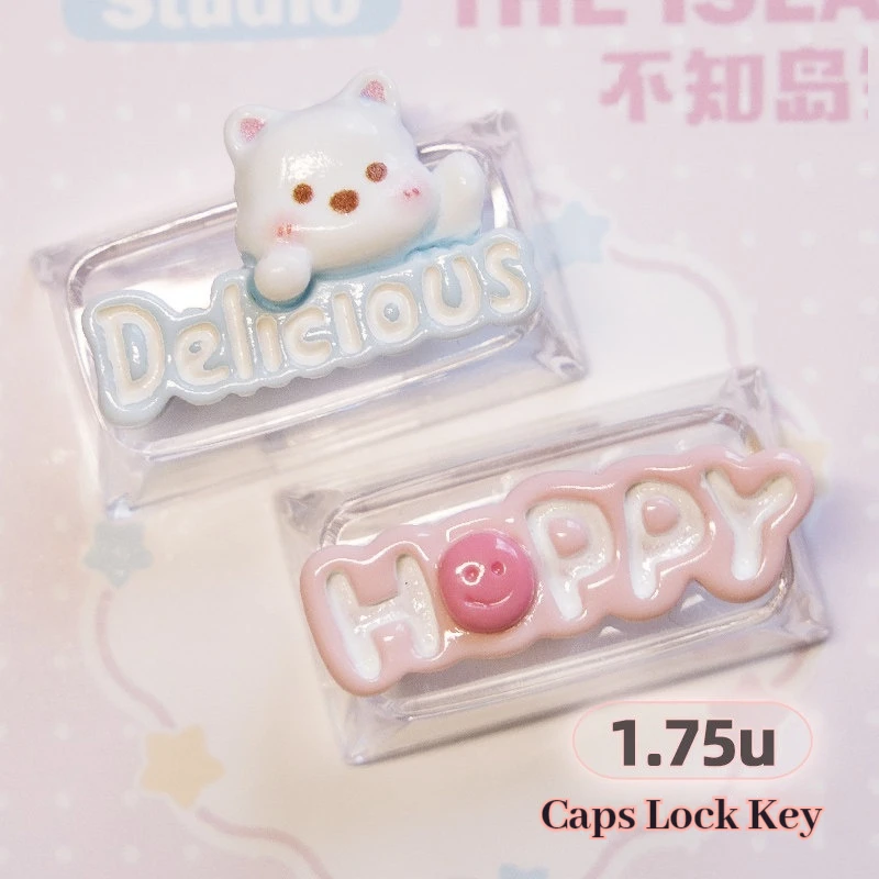 Cute Puppy Keycaps 1pcs 1.75u Translucent Caps Lock Key Positions Uppercase Keys Personalized Mechanical Keyboard Keycaps Gifts