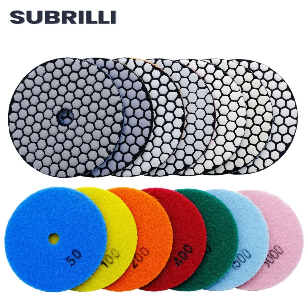 Subrilli almofada de polimento a seco para granito 1pc 4 polegada resina diamante disco abrasivo pedra mármore concreto rebolo ângulo ginder