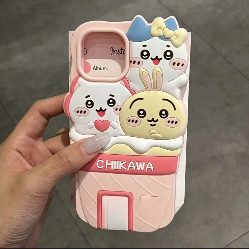 

MINISO Chiikawa Hachiware Usagi Kawaii аниме мультфильм конусообразный силиконовый чехол для мобильного телефона анти-падение трехмерный силикон