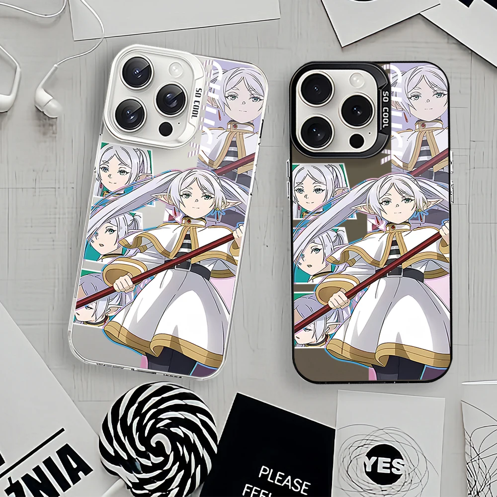 Anime F-Frieren Beyond Journeys End Laser Phone Case for iPhone 12 11 13 14 15 16 Max Pro Plus IMD Shockproof Silicone Coque