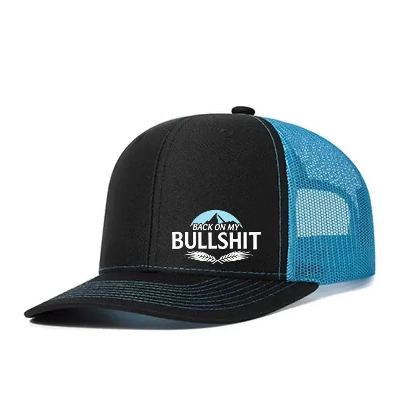 BACK ON MY BULLSHIT Printed Adjustable Baseball Cap Snapback Dad Hat Breathable Trucker Mesh Hat Golf Fishing Outdoor Sun Cap