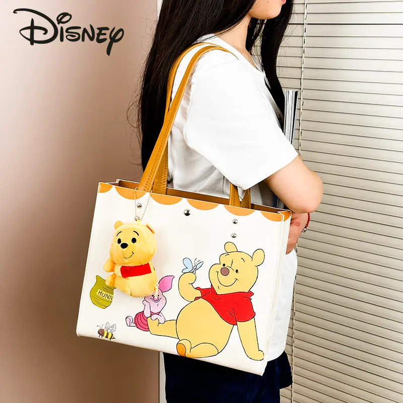 Disney winnie-女性のハンドバッグ,魅力的なショッピングバッグ,ファッショナブル,大容量,仕事に行く,漫画,多用途,カジュアル,シンプル