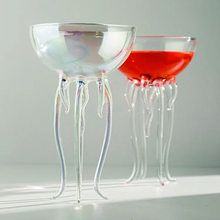 150ml 5oz Creative Cocktail Glasses Cup Bar Tools medusa Octupus Shape Clear Rainbow Glass Cup Drinkware Drinking Cup 1 pezzo