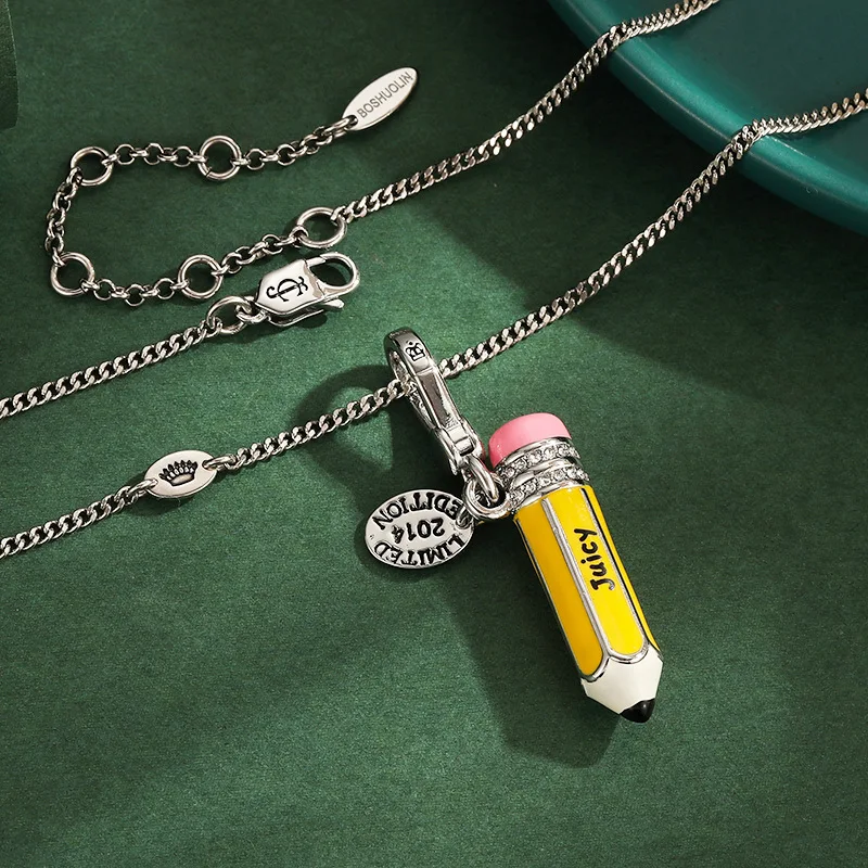 Bracelet Hand String Three-Dimensional Exquisite Men's And Women's Accessories Diamond Enamel Glaze Yellow Pencil Pendant Design