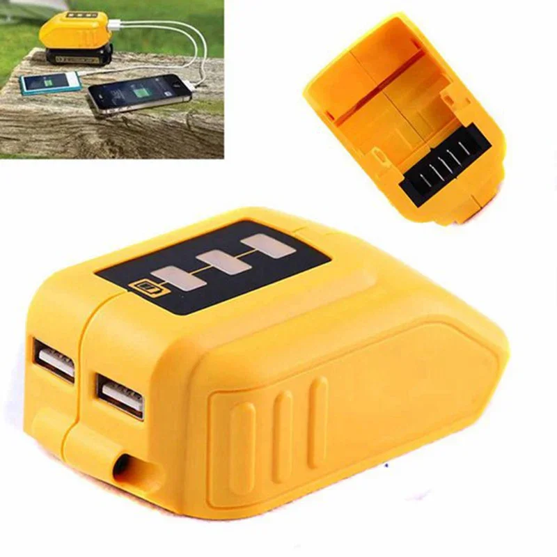 Cargador convertidor USB para DEWALT 14,4 V 18V 20V convertidor de batería de iones de litio DCB090 adaptador de carga de dispositivo USB fuente de alimentación