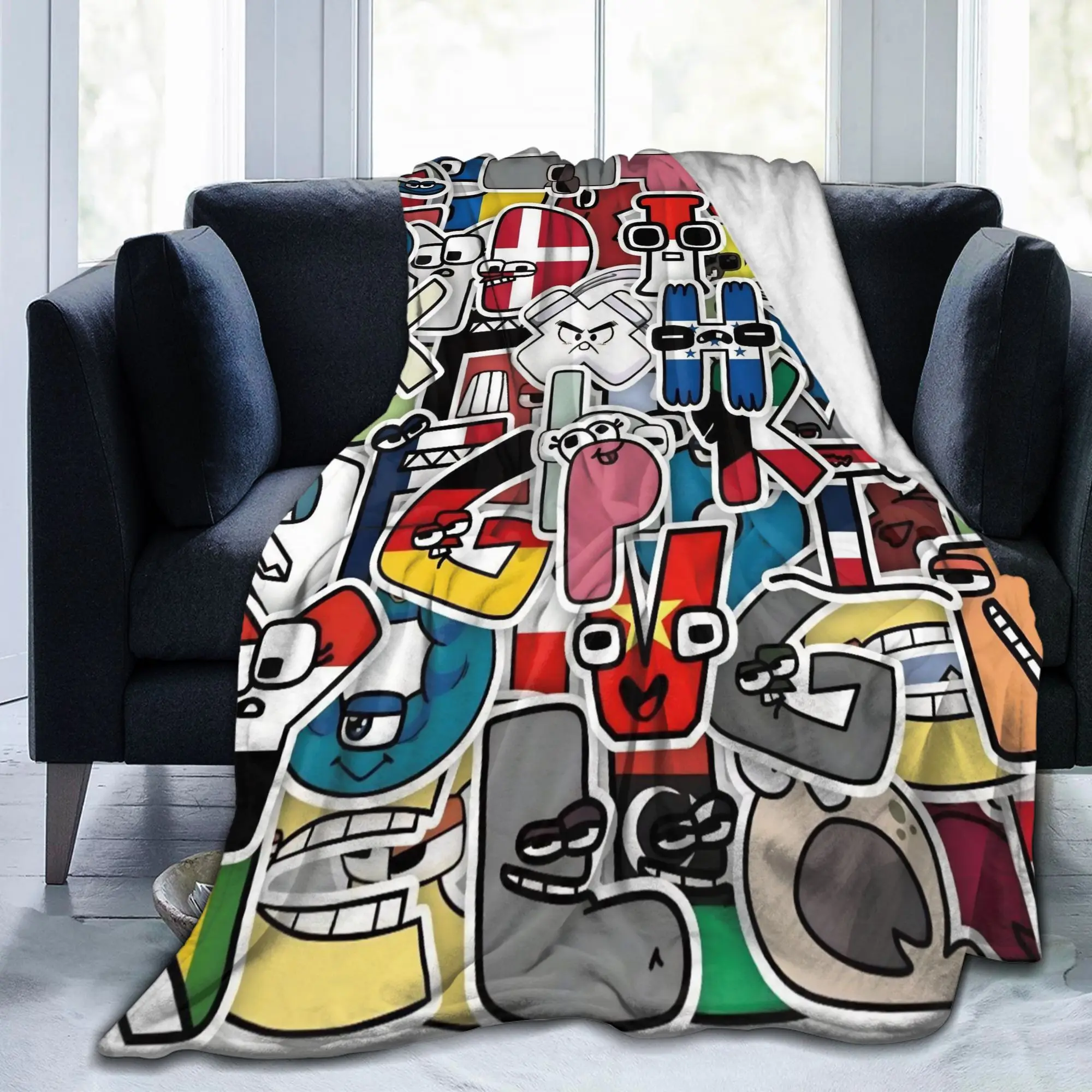 Alphabet Lore English Cartoon Blankets Villain Letters Fuzzy Awesome Breathable Throw Blanket for Home Textile Decor Car