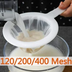 120 200 400 Mesh Kitchen Ultra-Fine Nylon Mesh Strainer Plastic Sieve Filter Spoon For Soy Milk Coffee Milk Yogurt Juice