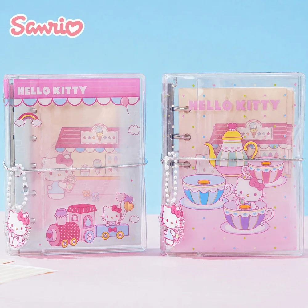 

Genuine Sanrio Hello Kitty Mini M5 Loose Leaf Planner Cute Portable Notebook with Acrylic Charm for Office Study Notes Gifts