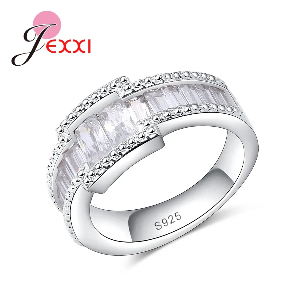 Trendy 925 Sterling Silver Cubic Zirconia Rings For Women Wedding Jewelry Crystal Engagement Anillos Bijoux Femme