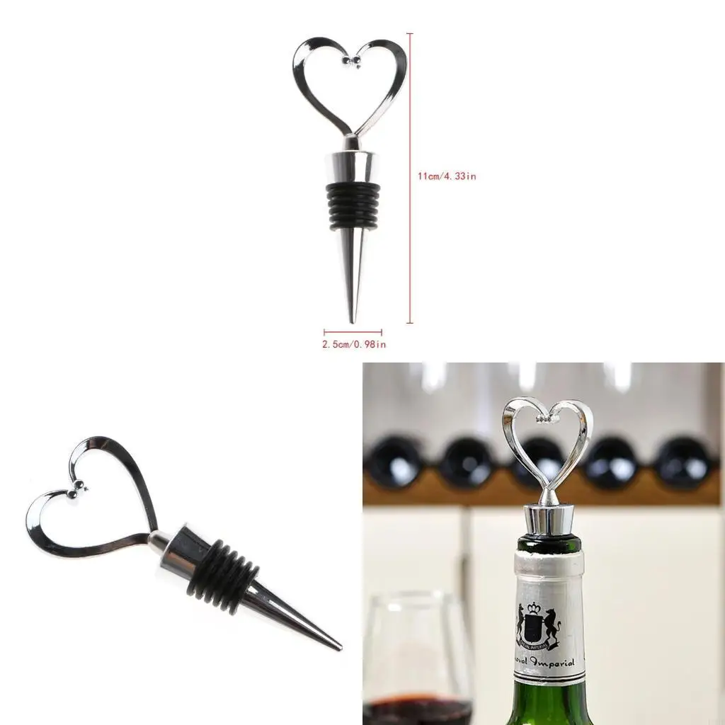 F19B Elegant Love Heart Shaped Twist Thread Sealed Wine Bottle Stopper For Bar