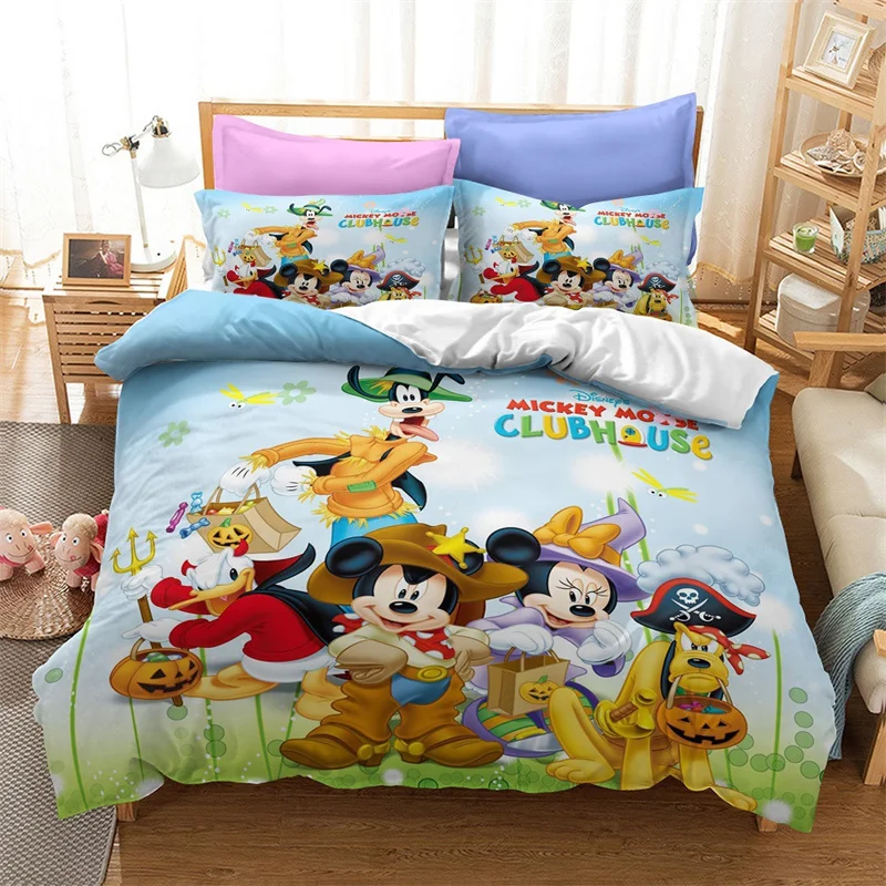 Disney Duvet Cover Sets Mickey Minnie Mouse Quilt Cover Pillow Case Digital Printed Bedding Set Boy Girl