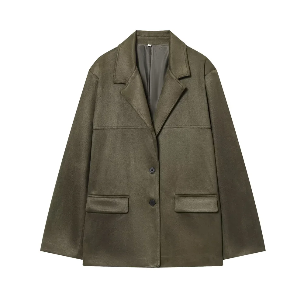 

Осенний новый женский повседневный темпераментный замшевый пиджак с длинными рукавами в европейском и американском стиле