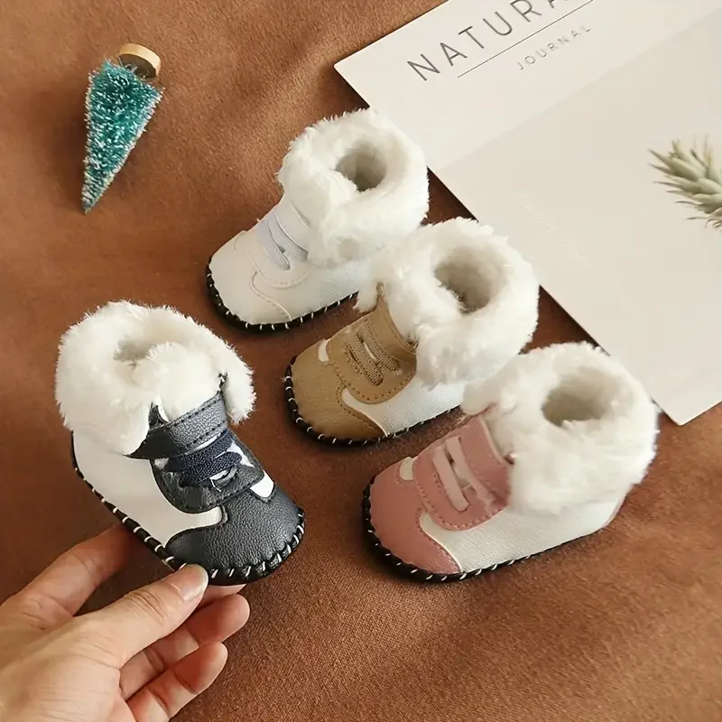 Winter Baby And Baby Snow Boots Warm And Plush Baby Boots Comfortable Soft Sole Suitable For 0-18M Newborn Cotton Shoes