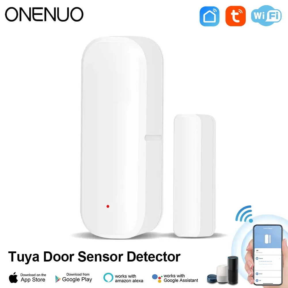 ONENUO Tuya WiFi Door Window Sensor Smart Life Control WiFi Door Sensor Contact Sensor Magnetic Sensor Works Alexa Google Home