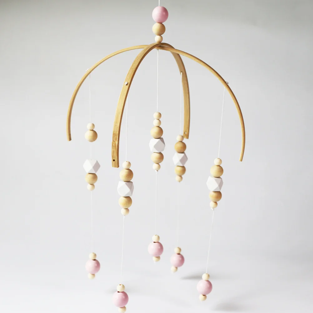 Scandinavische stijl houten kralen windgong handgemaakte dikke milieuvriendelijke babykamer decoratie fotografie rekwisieten bedbel hangend