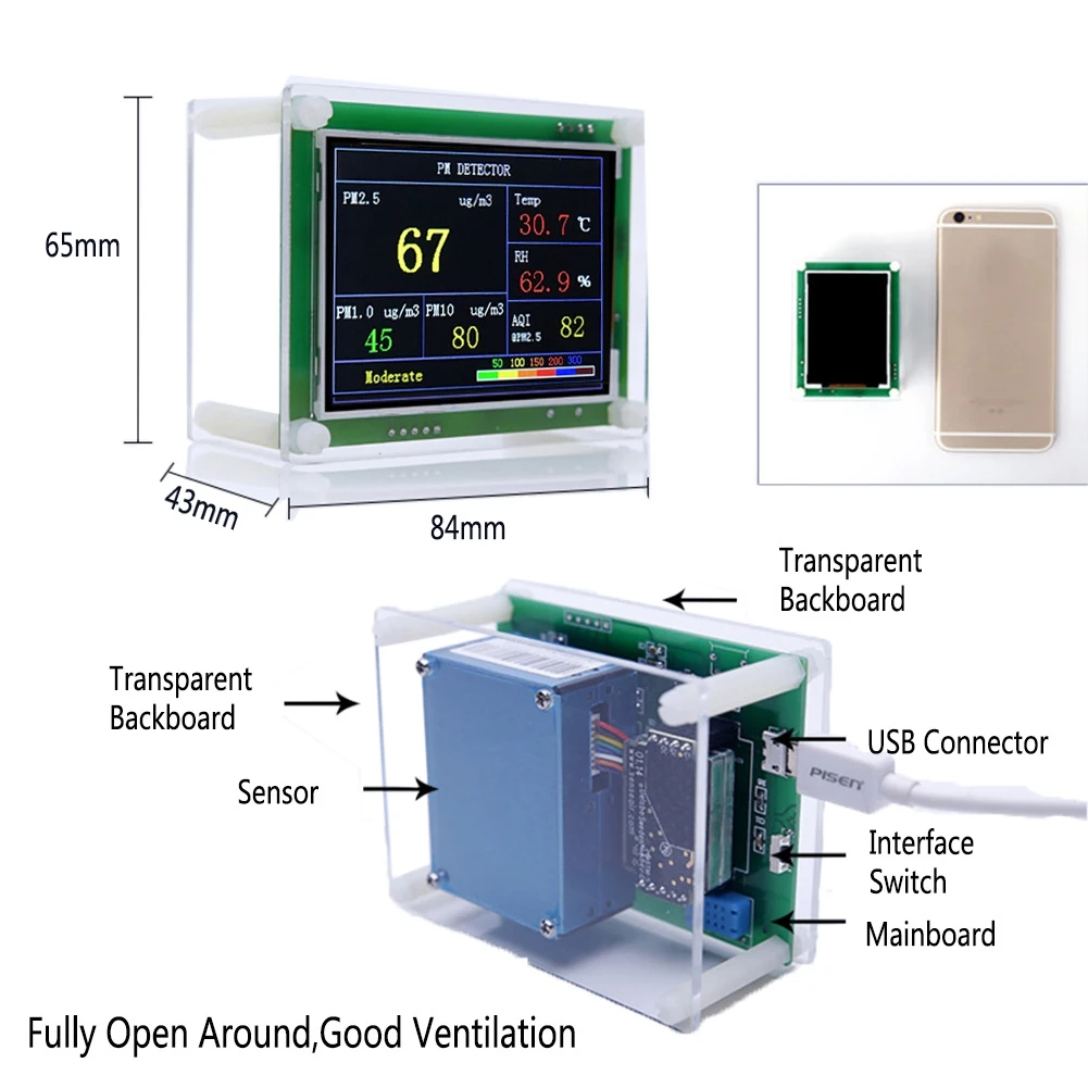

ZIZI 2,8-дюймовый цифровой автомобильный детектор качества воздуха PM2,5, тестер, домашний газовый монитор, детектор температуры и влажности