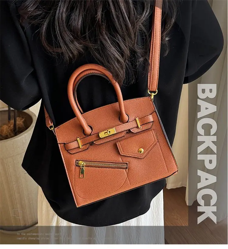 

Luxury Designer Shoulder Bag with Lock Buckle - PU Boston Style, Your Symbol of Confidence