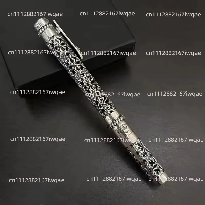 For 925 silver Ballpoint Pen Vintage and Elegant 925 Silver Hollow Carved, Business Signature Pen High Quality Ornament
