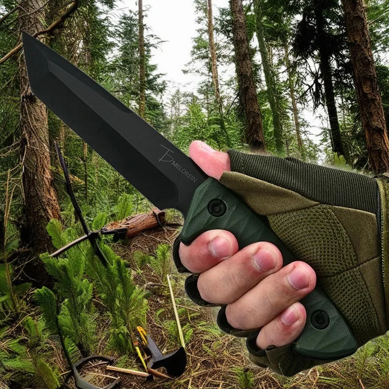 WPKOPYA(USA) Full Tang 440 Hunting Straight Knife +K Sheath, Camping survival knife, outdoor tactical knife