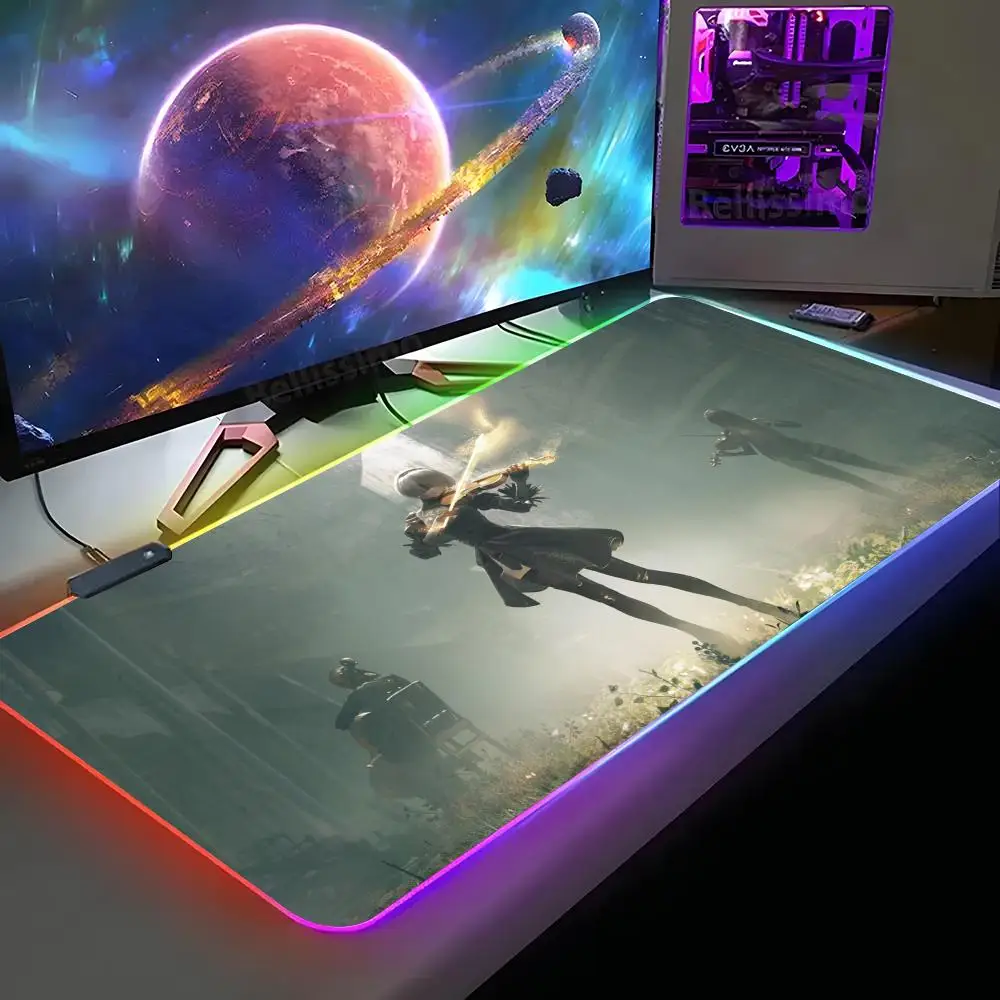 Игровой коврик для мыши, размер XXL, RGB, с подсветкой