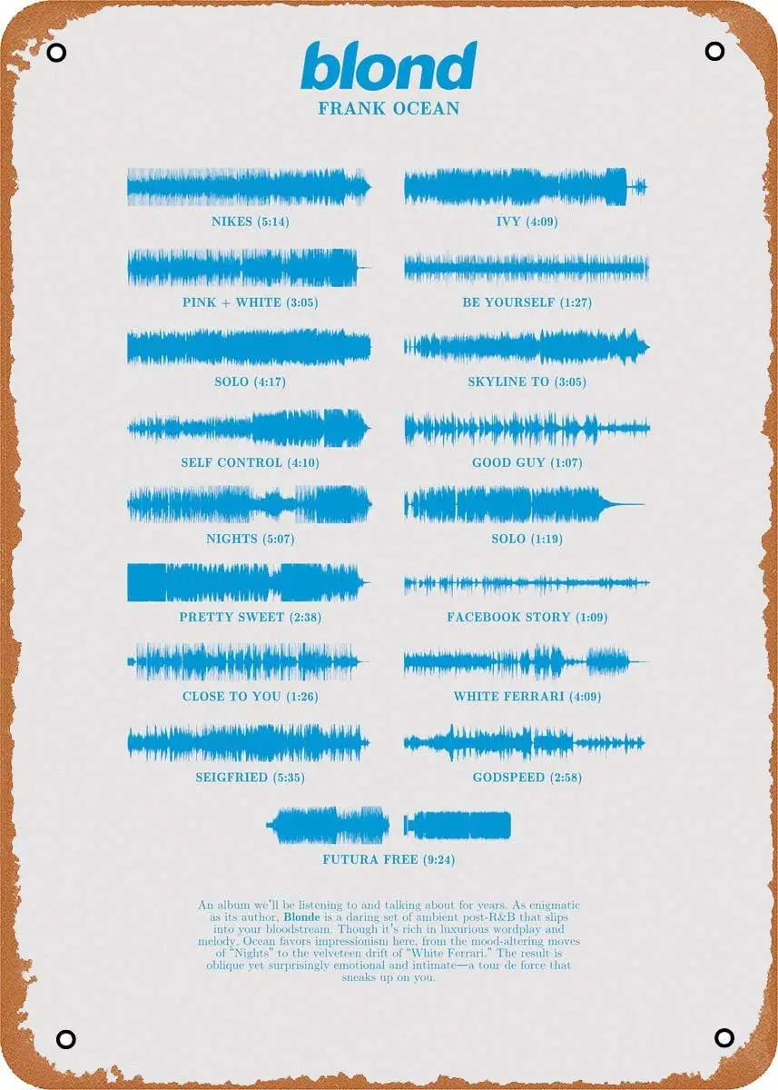 1p,Waveform Albums Blond by Plaque Poster Metal Tin Sign 8