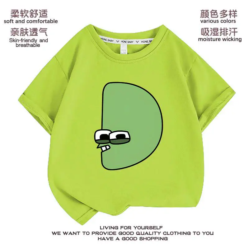 

Детская футболка 2026 с мультяшным принтом и надписью «Легенда D», одежда для родителей и детей, из чистого хлопка, мужская и женская футболка