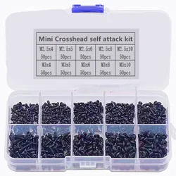 500-1000Pcs M1 M1.2 M1.5 M1.7 M2 M2.5 M3 Mix Pan Phillips Head Micro Screws Round Pan Head Self Tapping Wood Screw Set Kit Box