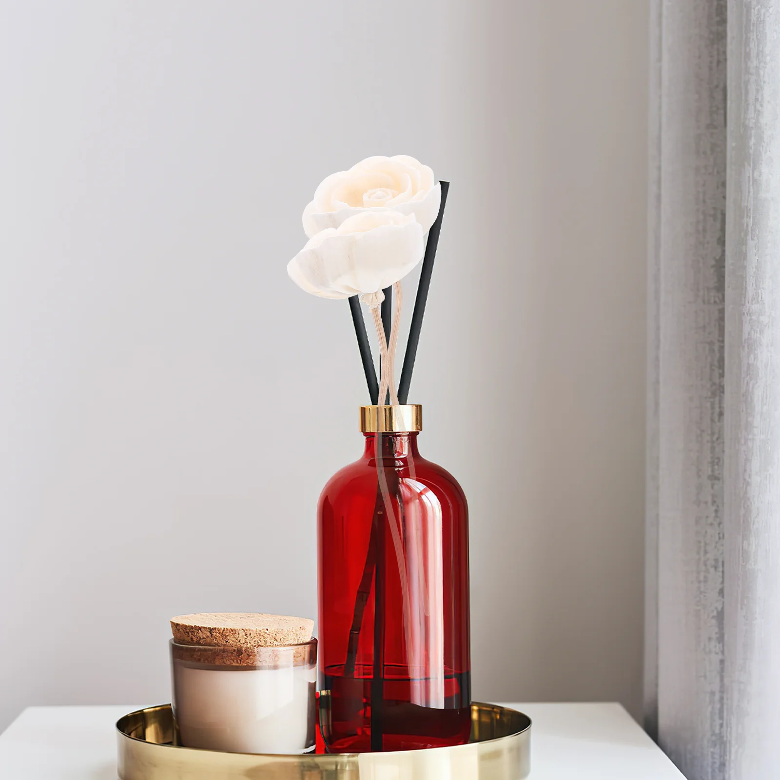 6 Stück Rattan Sticks Öl Aroma therapie Diffusor essentielle getrocknete Blume Pfingstrosen künstliche Blumen