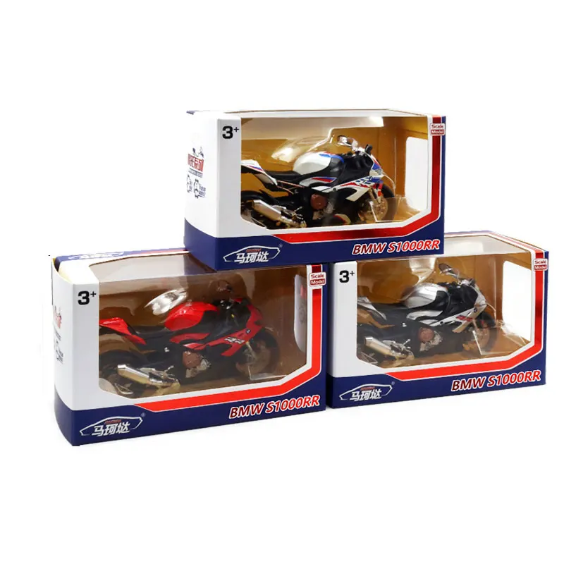 โมเดลรถมอเตอร์ไซค์ BMW S1000RR ขนาด 1/12 ของเล่นโลหะผสมแบบหล่อขึ้นรูป จำลองแบบรถมอเตอร์ไซค์ ของสะสมตกแต่ง ของเล่นเด็กผู้ชาย ของขวัญ