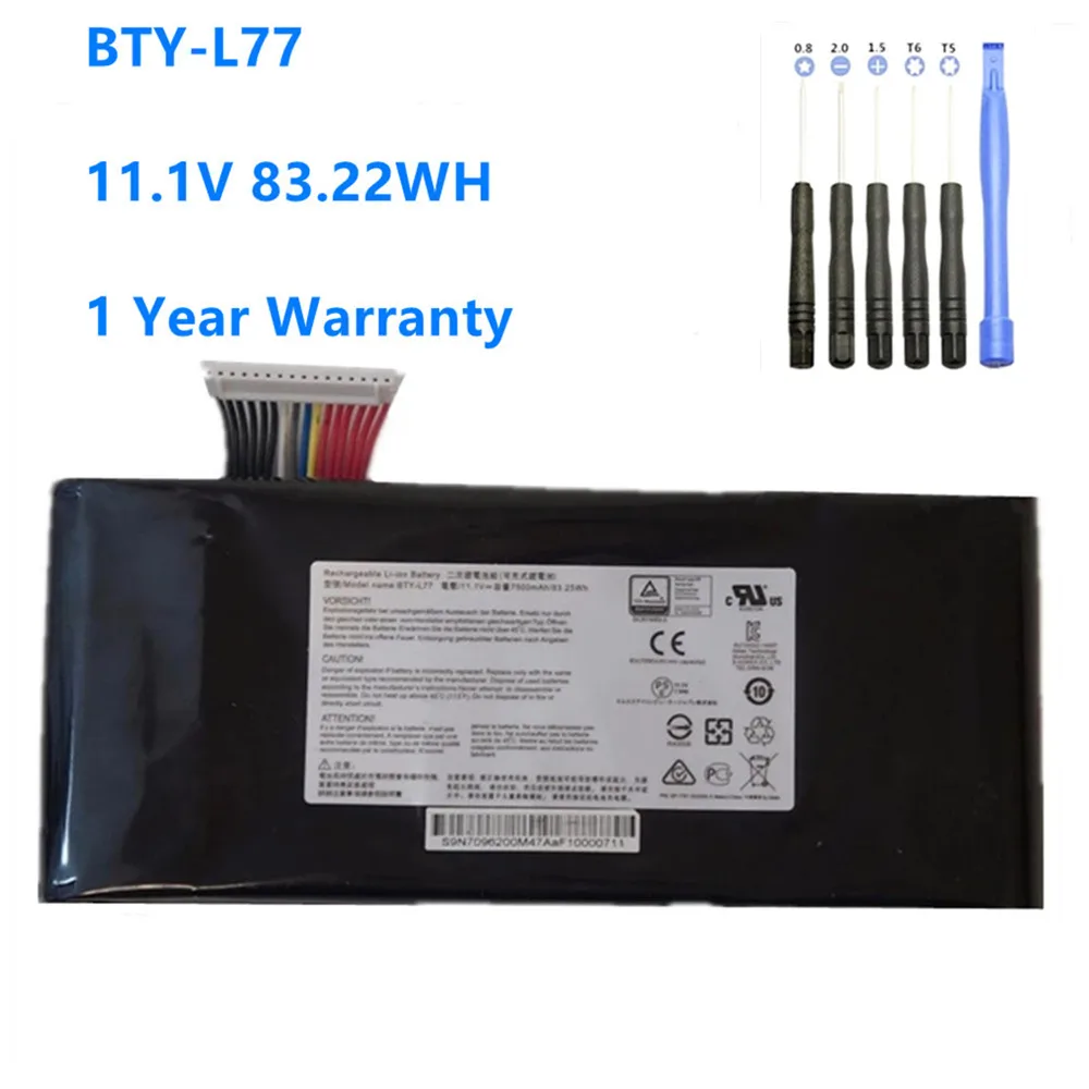 

BTY-L77 11.1V 83.25WH Battery For MSI GT72 2QD GT72S 6QF GT80 2QE WT72 MS-1781 MS-1783 2PE-022CN 2QD-1019XCN 2QD-292XCN BTY-L77