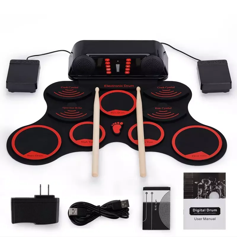 Portable Multi-Function Professional Electronic Drum with Stereo Sound for learning