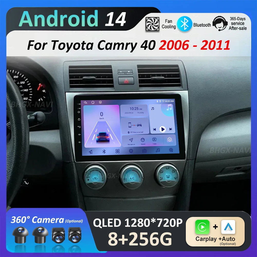 Touch Screen for Toyota Camry 40 2006 - 2011 Android 14 Intelligent System GPS Navigation Car Video Multimedia Player WiFi BT 4G