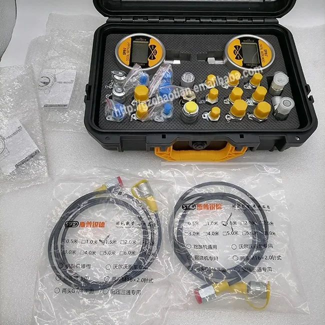 Construction machinery parts pressure gauge set excavator parts hydraulic pressure test kit 2 gauges set pressure testing tools