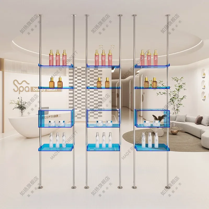 HangerStainless Steel Commercial Column Display Rack Acrylic Beauty Product Display Rack Exhibition Hall Partition Window Rack