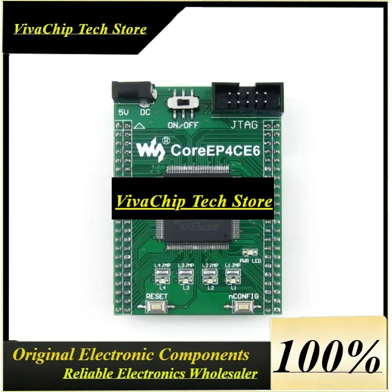 VivaCCoreEP4CE6 FPGA Board W/ EP4CE6E22C8N, EPCS16, JTAG, 4 LEDs, 2.54mm Headers - Compact Design For Embedded Projects