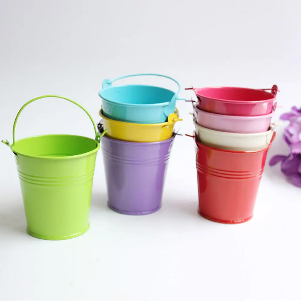 

20Pcs Mini Tinplate Bucket Safe Material Flower Pot for Windowsill Desk Planting Decorate Room Wall Hanging Storage Small Gift